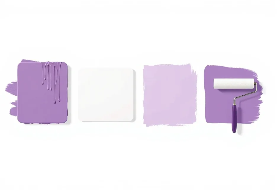 Outils de peinture disposés dans l'ordre des étapes du chantier