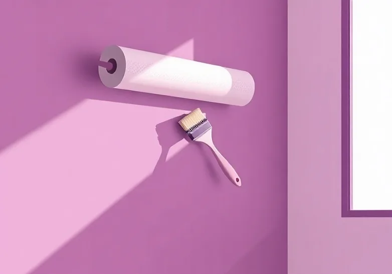 Pose de papier peint, rouleau et brosse à maroufler
